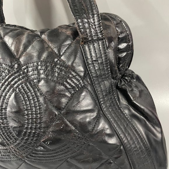 CHANEL Quilted Leather Large CC Shoulder Bag Matelasse Black Vintage - Picture 4 of 15